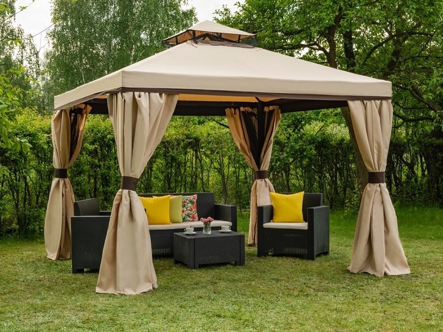 Krémový záhradný pavilón s moskytiérou Valencia 3x3m Garden Point